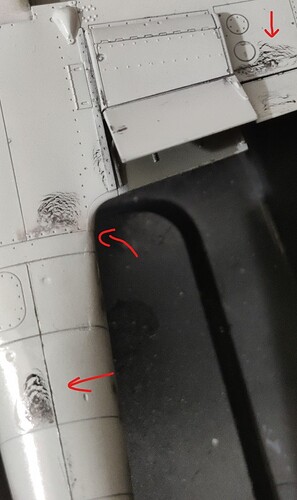 Damaged paint on the belly