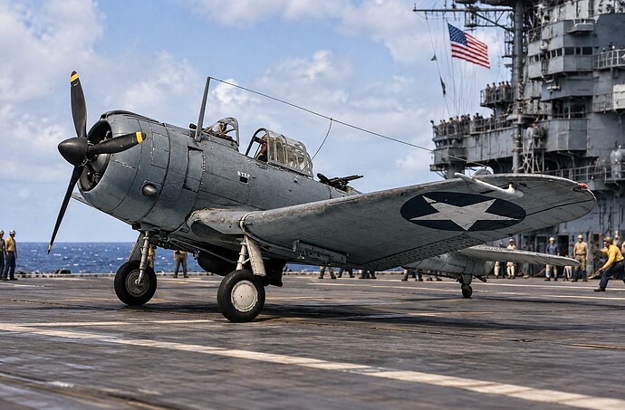 SBD on flight deck of USS Hornet.