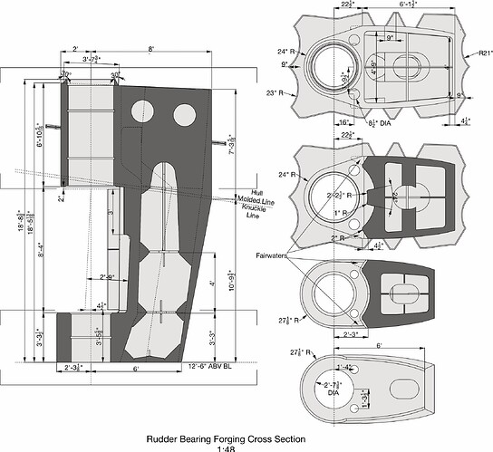 Rudder Bearing Forging Elevation Cross Section