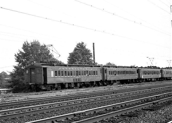 Penn Central. MP-54 trainset.   North Rahway, NJ. Sept 10, 1972.