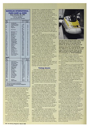 RR speeds 1994 first Eurostar run M Railway Magazine p3
