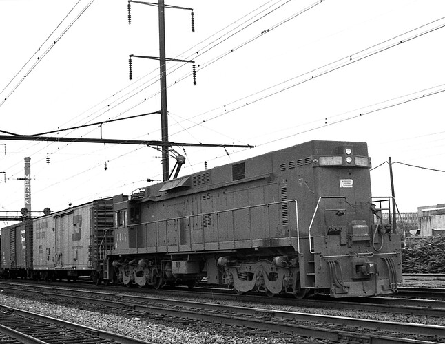 Penn Central. E-44 # 4445 at North Rahway, NJ. Sept 17, 1972