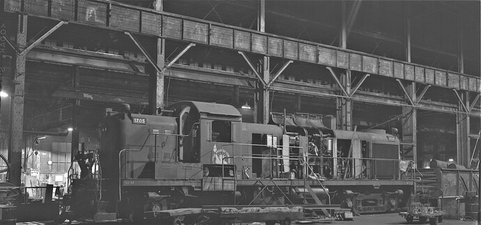 CNJ. RS-3 #1705 at E'Port shops. March 1974