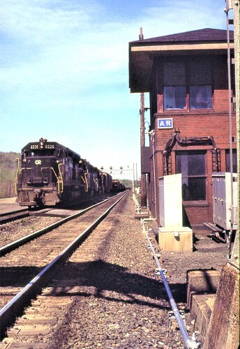 CR. SD-45 #6226 with eb freight at AR Tower, Cresson, PA. June 1977