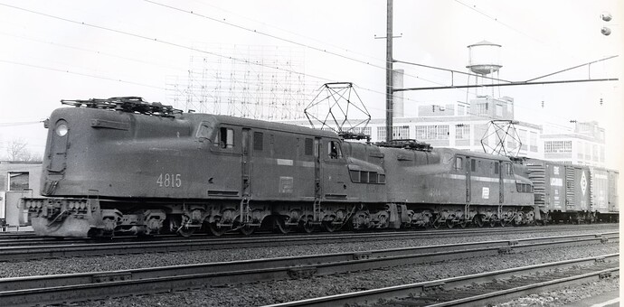 PC GG-1 #4815 & #4844 w-b at N. Rahway. March 24, 1972
