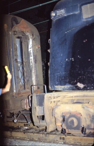 NJT. Coupling up at South Amboy, NJ for trip to NYC. 1983
