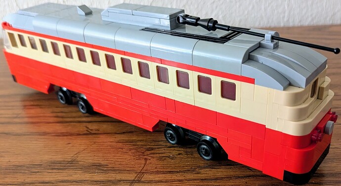 1940s St. Louis PCC streetcar - real world MOC - rear