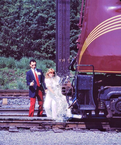 NJT. GG-1 #4877 being christened. July 1981