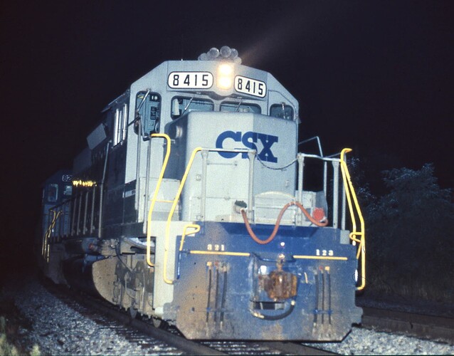 CSX SD40-2 #8415, CSX-g paint,  at Shenandoah Jct, WV in Sept 1990.