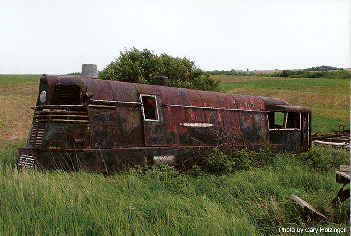 The shell of a fake Milwaukee Road class A, photo by Gary Hotzinger