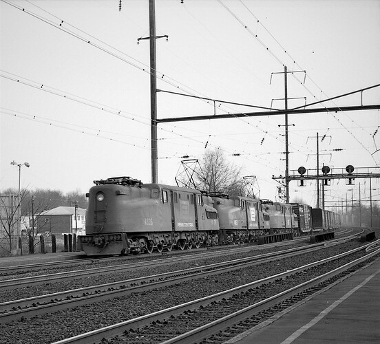 PC GG1 #4835, #4851, #4844;  at Iselin, NJ on March 16, 1975