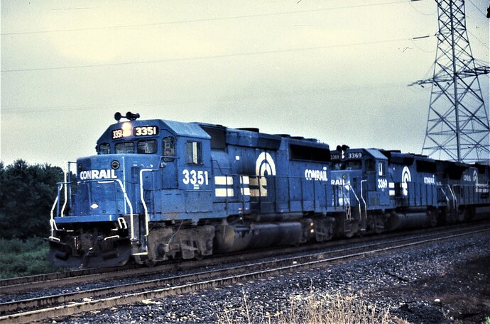 Photo 68. GP40-2 #3351, #3369 on ex LV trackage, Bound Brook, NJ. Sept 1986