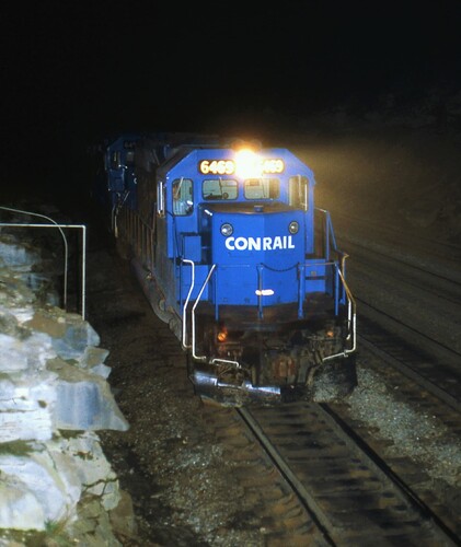 Conrail. SD40-2  #6469.  Bennington Curve, PA. Sept 1981