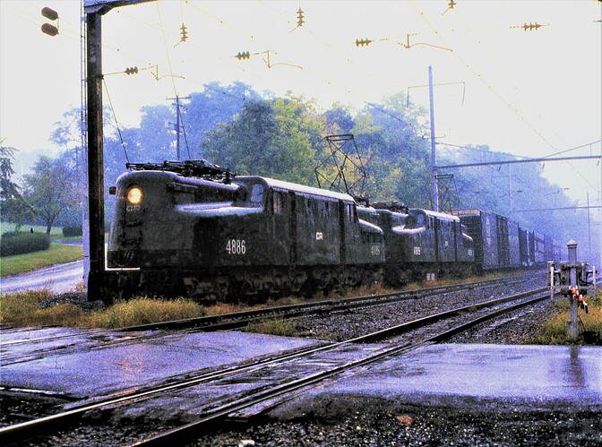 Conrail GG-1 #4886 & # 4809. West Fairview, PA. Sept. 15, 1979