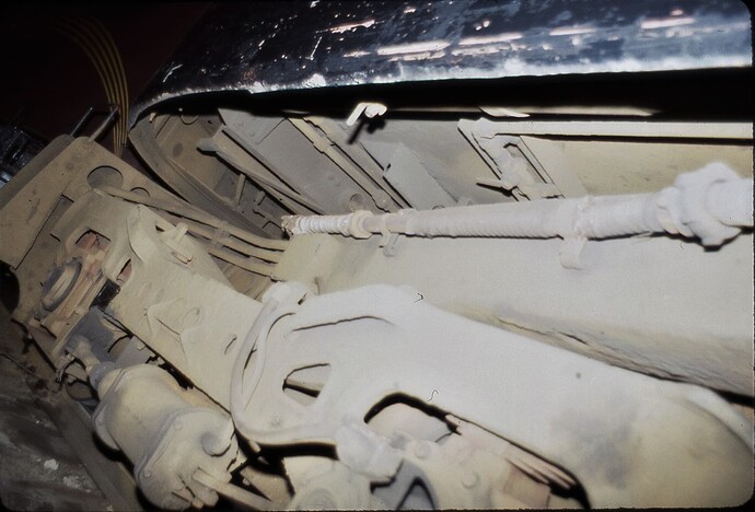 NJT. GG-1 #4884 underframe details. South Amboy, NJ  Oct 1983