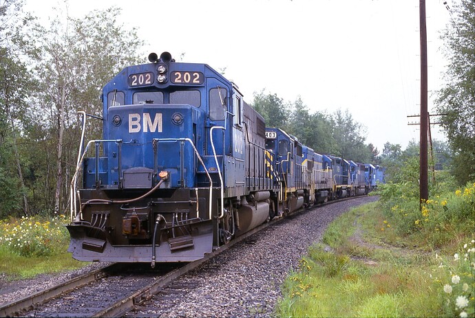 D&H. GP38-2 #202, GP39-2 #7403. August 1984