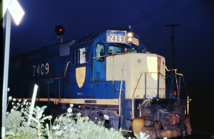 D&H. GP39-2 (class ERS-23) # 7409 on Belden Hill towards Belden Tunnel, NY. 1984