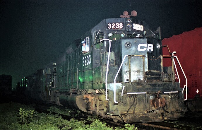 Photo 32. GP-40 # 3233 with Steve Bonscher-engineer. August 12, 1978.