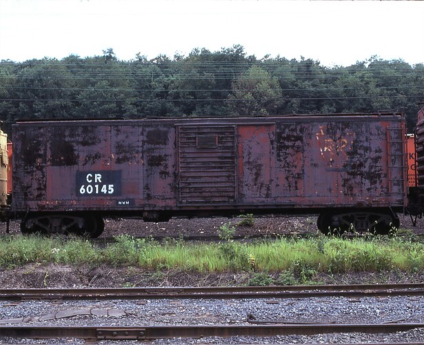 CR. ex PRR X-29 boxcar. MWM #60145. Aug. 23, 1980