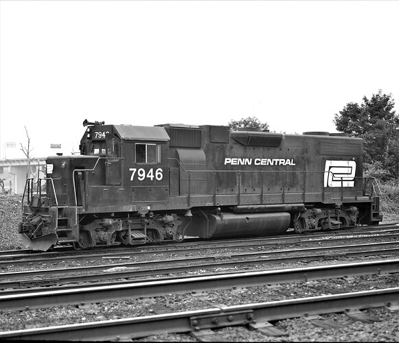 PC. GP38-2 #7946. West end Enola yards, 9-30-73