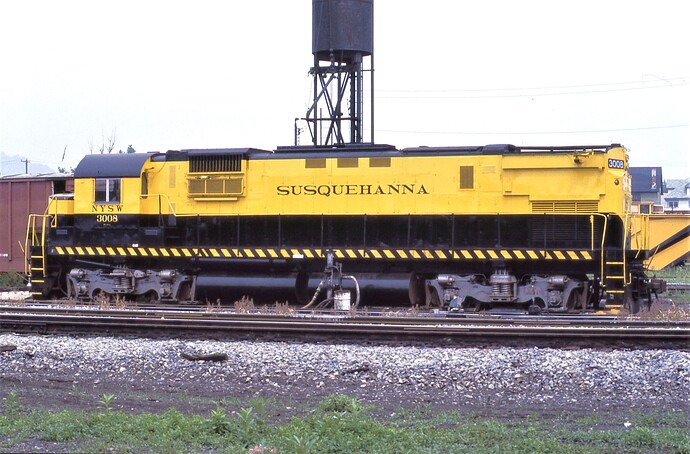 NYS&W Alco C-430 #3008 on D&H at Binghamton, NY. August 1984.