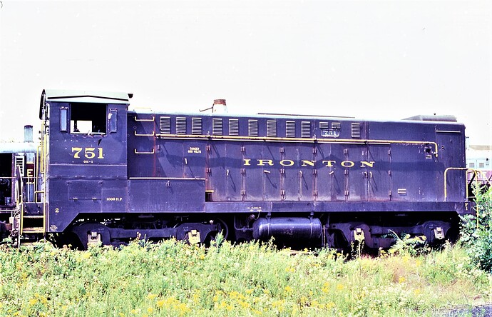 Conrail. ex Ironton Railroad Baldwin switcher # 751. Altoona, PA scrap line. Aug 17,  1977