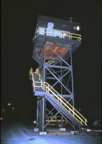 Conrail. Tower overlooking the fuel pods at Enola, PA. May 5, 1986