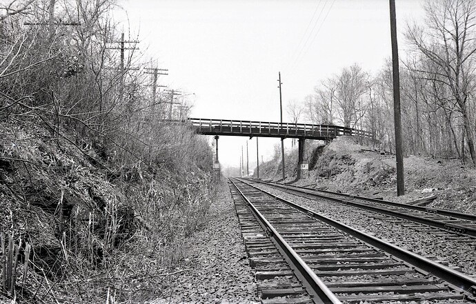 CNJ. Wooden road bridge over CNJ at North Branch , NJ. March 1972