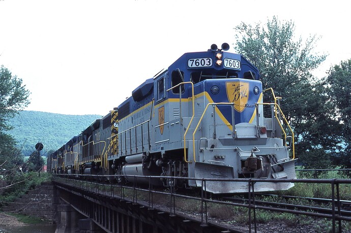 D&H GP-38 #7603, ex Reading GP39 #7406 & others. Millersburg, PA. July 15, 1976
