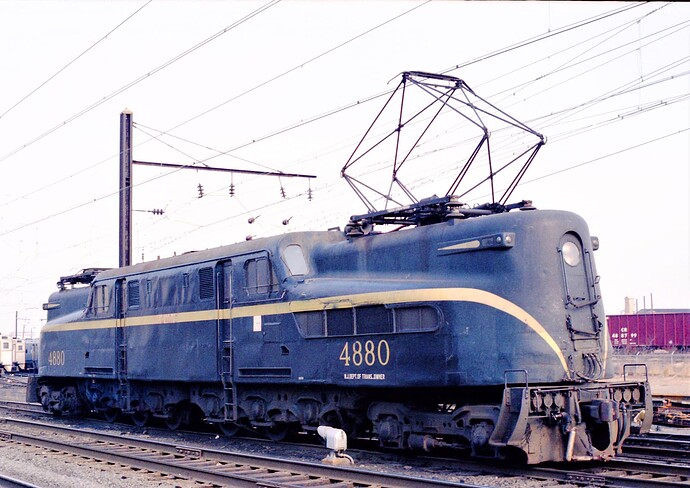 NJT GG-1 #4880 in yard at south Amboy, NJ. August 1983