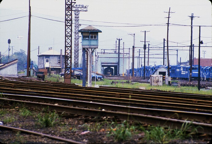 Conrail. Enola hump & yards near the engine terminal. May 5, 1986