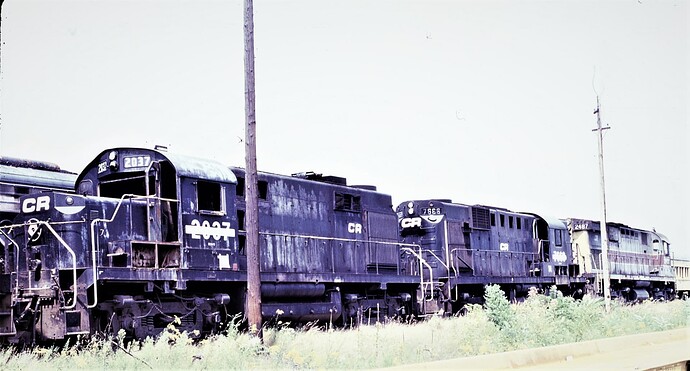 Conrail. A sad day for ALCO haulics!. Altoona, PA scrap line. August 1977