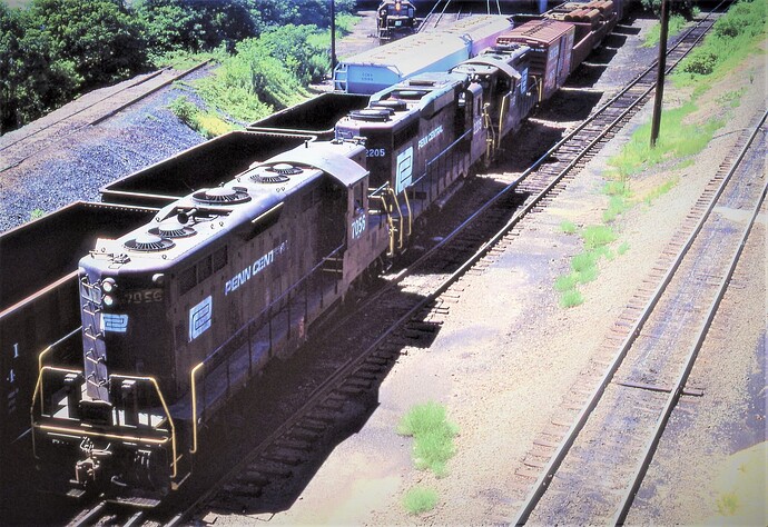 CR. GP-9 #7056; GP-30 #2205, & GP-9 #7008. West end Enola, July 15, 1976