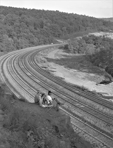 Ed Kaspriske, Charlie (Snuffy) Smith & Fred (Opie) Malchow at Bennington Curve. Aug 16, 1977
