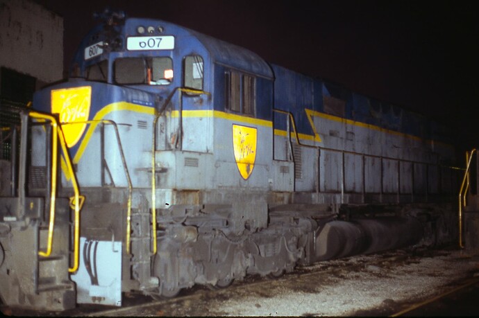 D&H C628 #607. N&W roundhouse, Bellevue, OH. 11-25-77