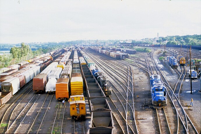 CR. Enola, PA yard as viewed from Rt 81 bridge. August 1984