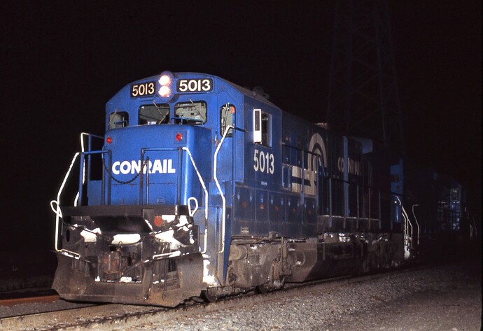 Photo 72.  B36-7 #5013 on westbound TV-61, Bound Brook, NJ. Jan 1986