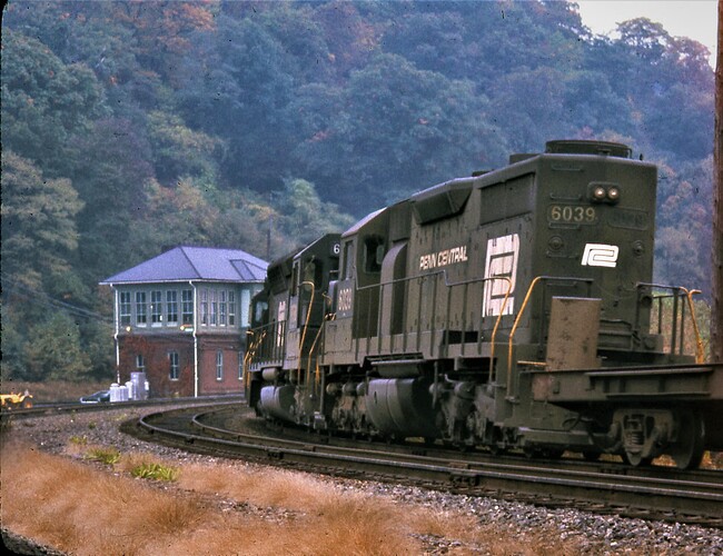 PC. East bound freight at Rockville Tower. Oct 12, 1974