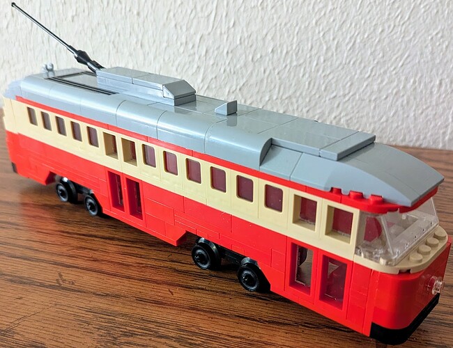 1940s St. Louis PCC streetcar - real world MOC - front