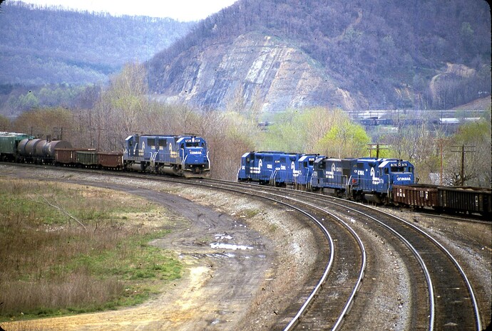 CR. Enola action. Freights on 4-28-84.
