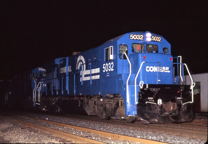 Photo 71.  B36-7 #5032 & #5020 EB Bound Brook, NJ. Jan 1986