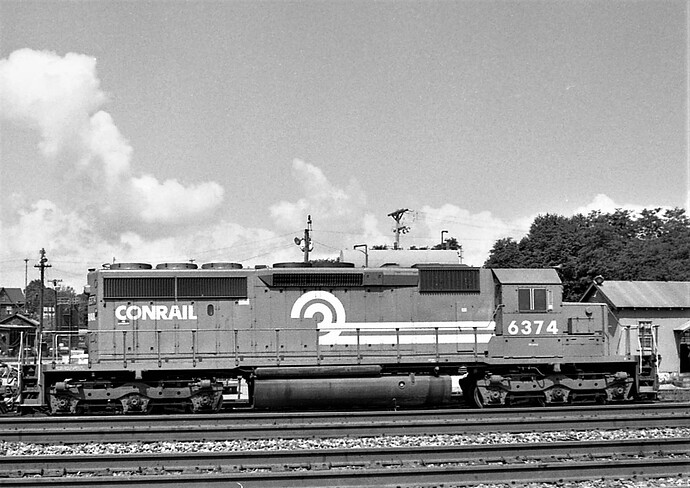 Conrail SD40-2 #6374.  Built in July 1977, Cresson, PA.  Aug 17, 1978