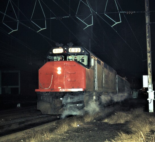 Amtrak. SDP-40F #632 (blt 7-1974). Harrisburg station, PA.  Feb 17, 1977