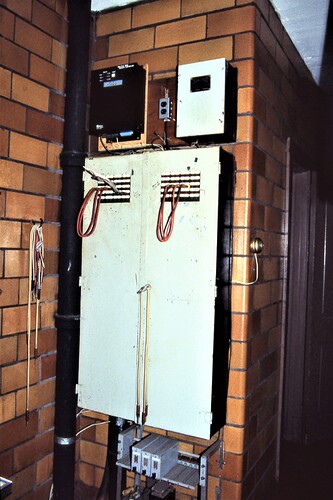 Conrail. Communication equipment inside MG Tower. May 1986
