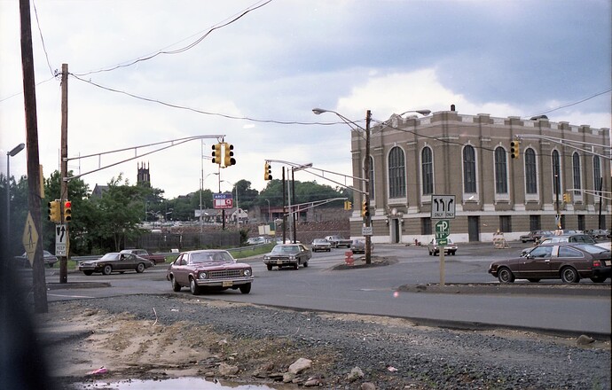 New Brunswick. PSEG power station on Memorial Prwy & Albany St. 1977