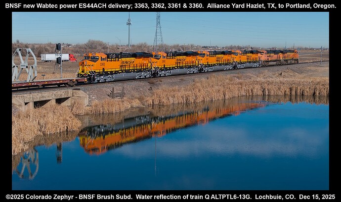 20251215 BNSF 3363 ES44ACH Alliance TX to Portland OR water reflection Lochbuie CO_0034_D copy