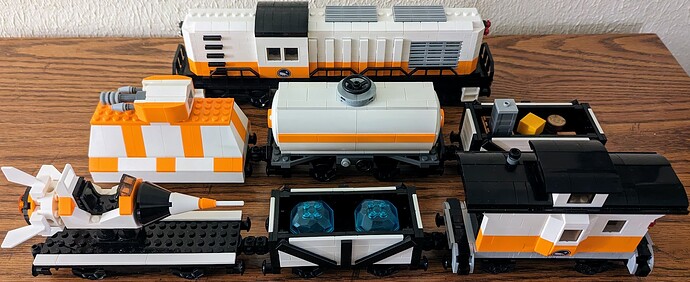 Nexus Force diesel loco with freight train - real world MOC - main